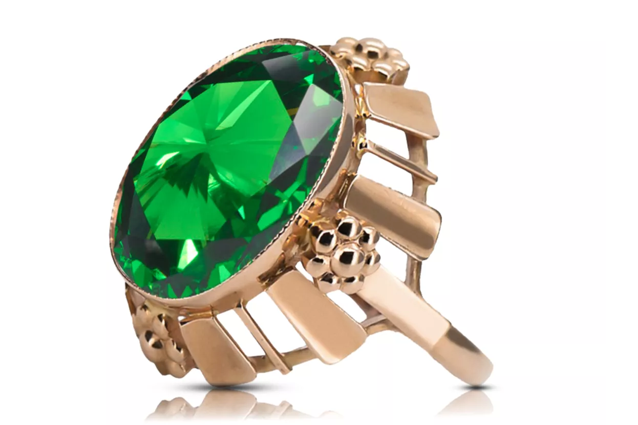 Vintage craft Ring Emerald Original Vintage 14K Rose Gold vrc043r Vintage craft Ring Emerald Original Vintage 14K Rose Gold vrc043r